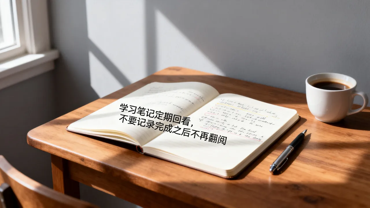 学习笔记定期回看，不要记录完成之后不再翻阅