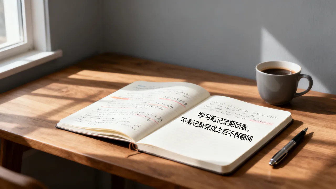 学习笔记定期回看，不要记录完成之后不再翻阅