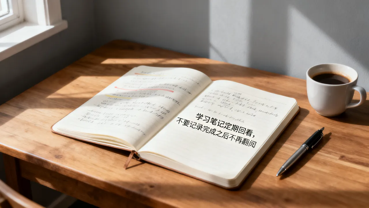 学习笔记定期回看，不要记录完成之后不再翻阅