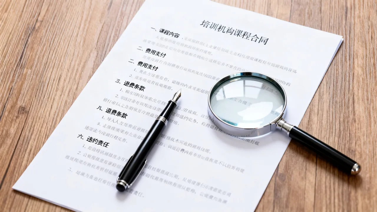 重庆九龙坡区培训机构课程合同，重点审阅哪些条款？